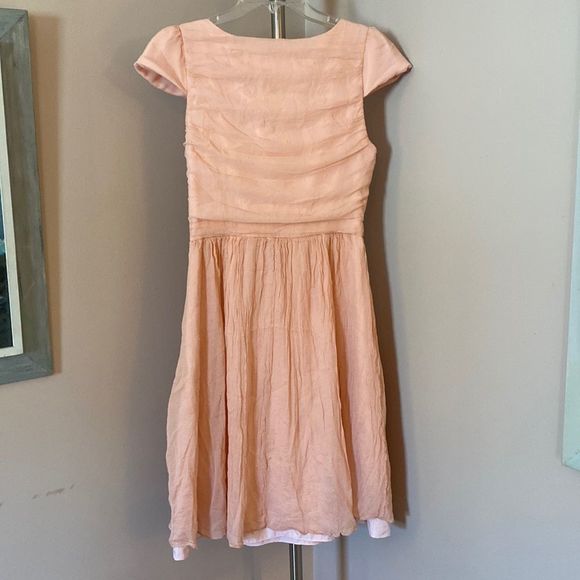 J. Crew Light Pink Misty Rose Mirabelle Crinkled Silk Chiffon Grecian Dress 6 - Picture 2 of 10